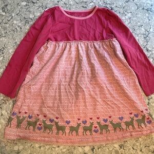 L.L. Bean Pink Cotton Girls' Dress 4 Deer and Hearts